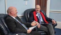 Tom Gentzel sits with a representative during the NSBA 2020 Advocacy Institute Hill Day.