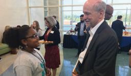 Tom Gentzel talks with a student from South Carolina’s Lexington School District Two.