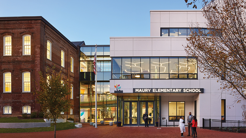 the exterior of  District of Columbia Public Schools’ Maury Elementary School 