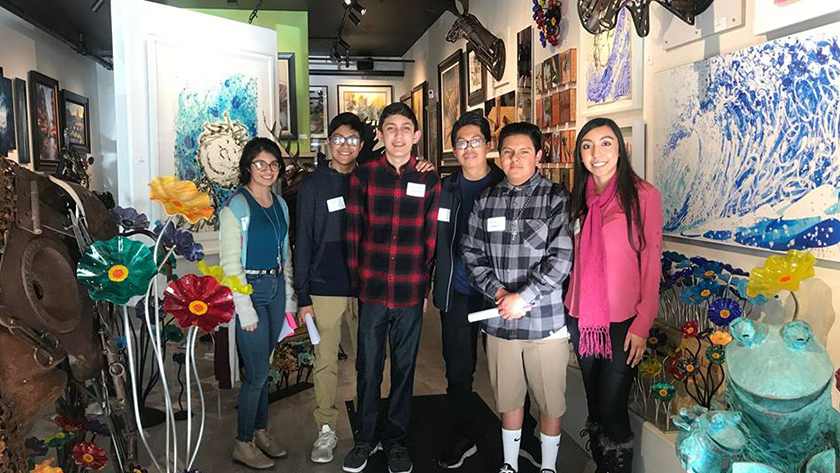 Students visit an art gallery