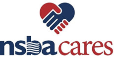 nsba cares logo hands shaking in heart shape