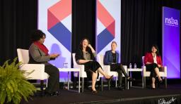 nsba's verjeana jacobs moderates a panel of speakers at 2020 equity symposium 