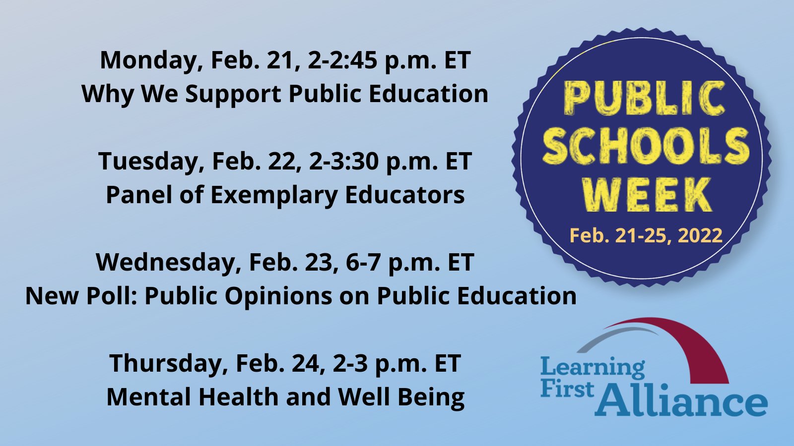 Public Schools Week Schedule